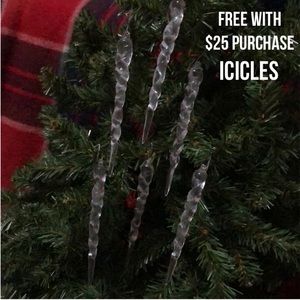 Free With $25 Purchase-6 Icicle Ornament Bundle-Clear Plastic
